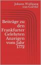 Скачать Beiträge zu den Frankfurter Gelehrten Anzeigen vom Jahr 1772 - Johann Wolfgang von Goethe