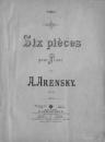 Скачать Six pieces pour piano par A. Arensky - Антон Степанович Аренский